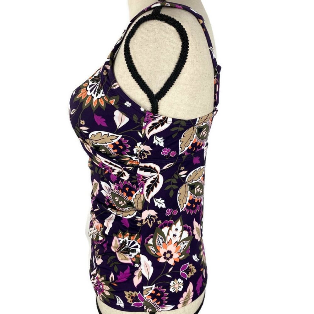 Lands End Wrap Tankini Swimsuit V Neck Underwire Top Blackberry Sz 4 - Picture 5 of 13